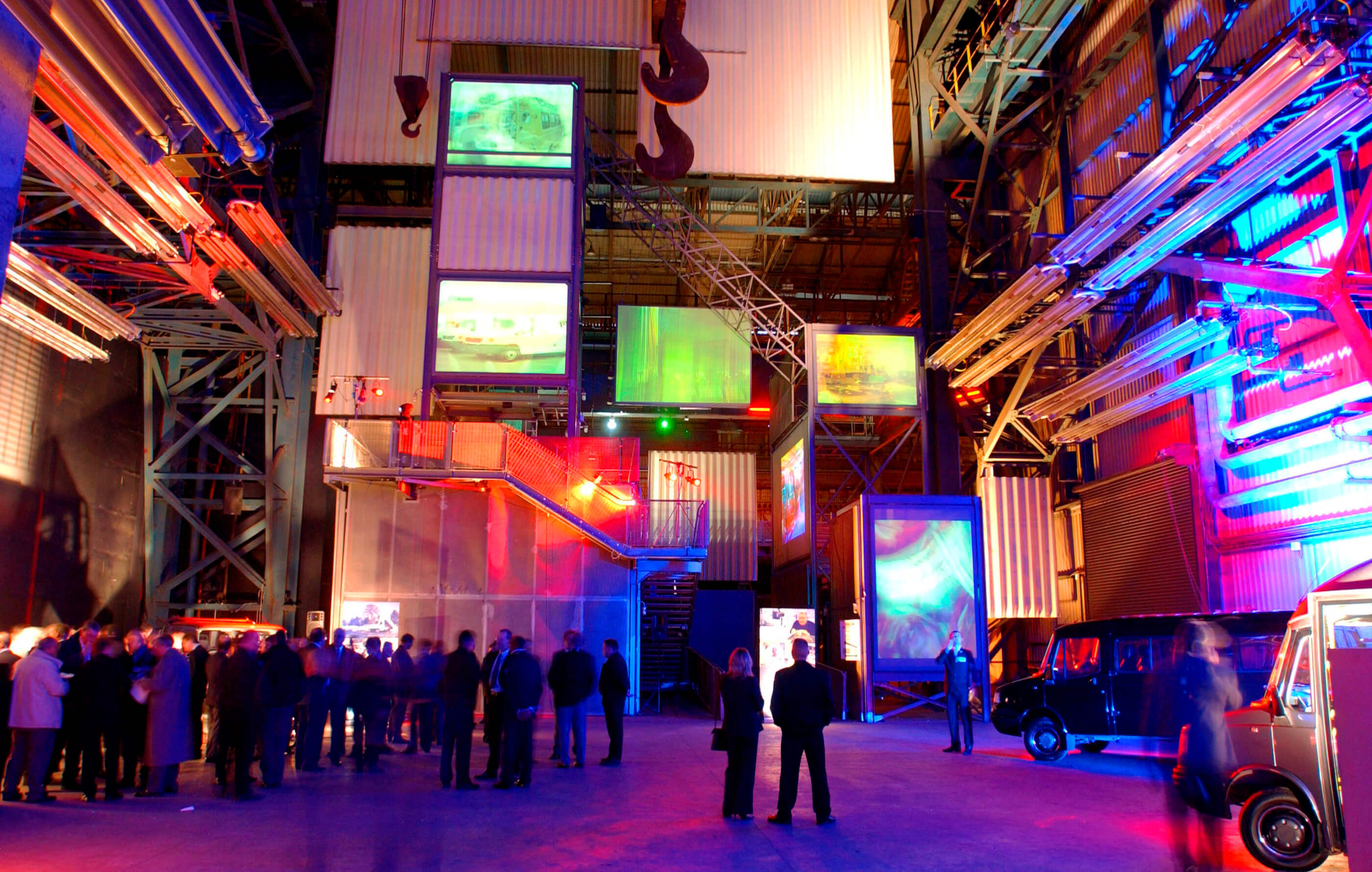 Full spread image of the inside of Magna, an iconic former steel works near Sheffield converted into an events venue