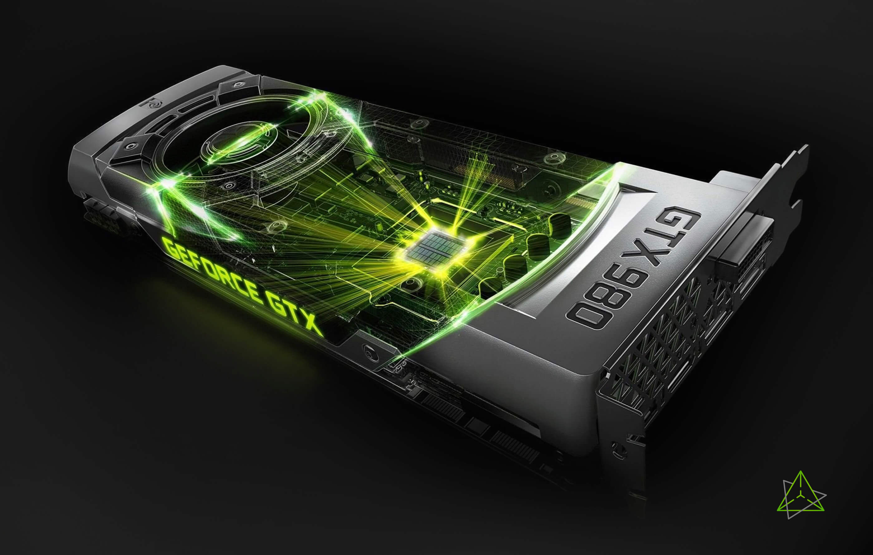 Full screen image of an Nvidia GeForce GTX 980 desktop graphics card