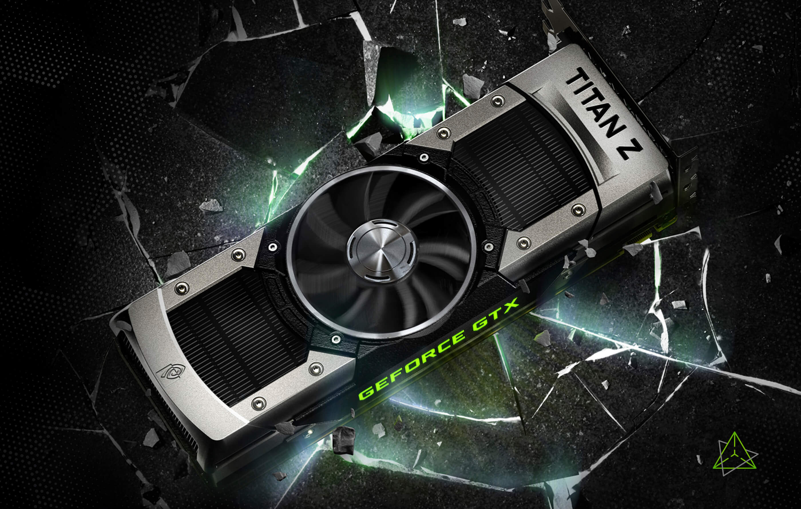 Full screen image of an Nvidia GeForce GTX Titan Z gaming graphics card