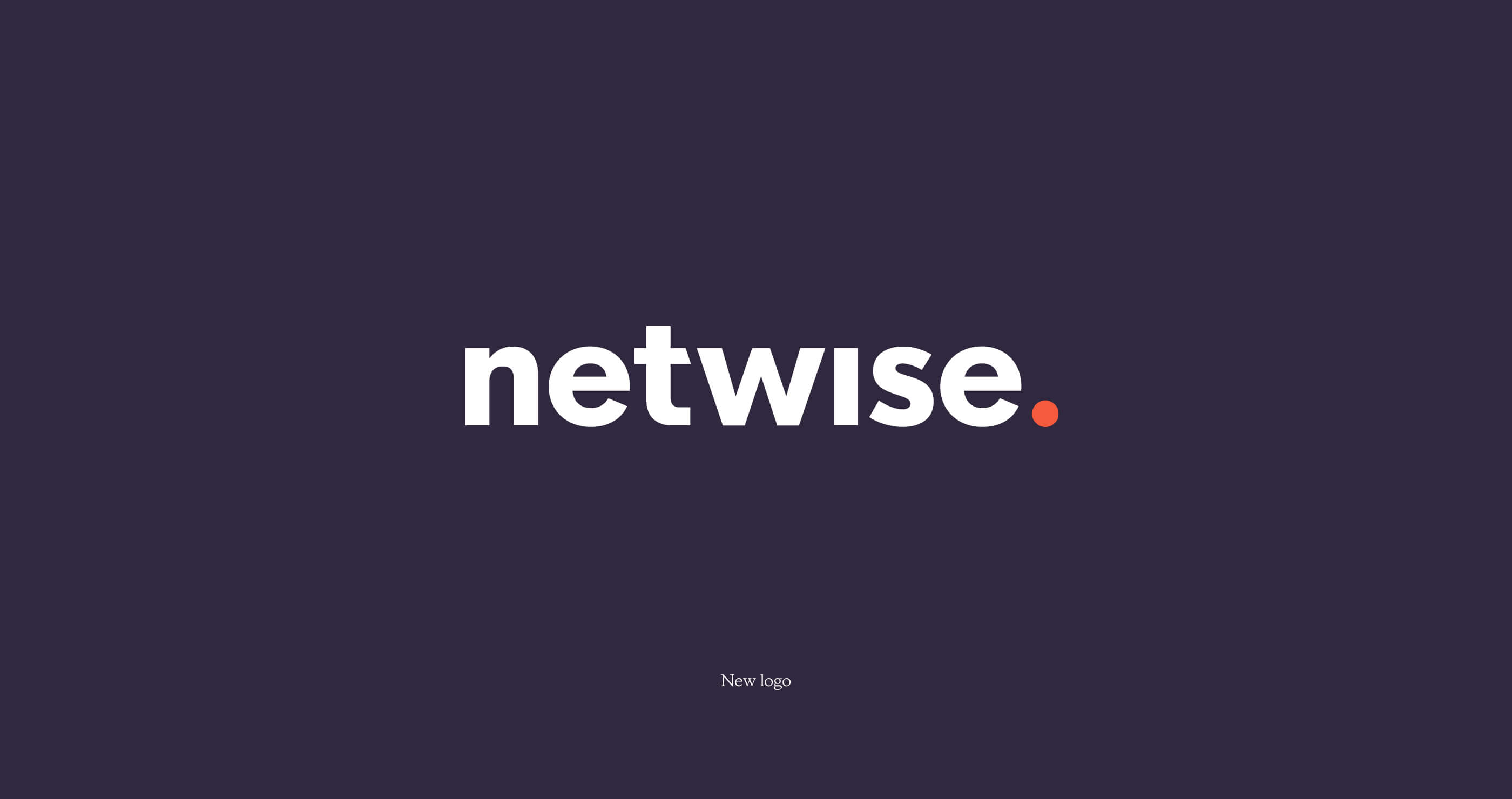 New Netwise corporate logo and identity. Lowercase name in white, with an orange full stop on a purple background