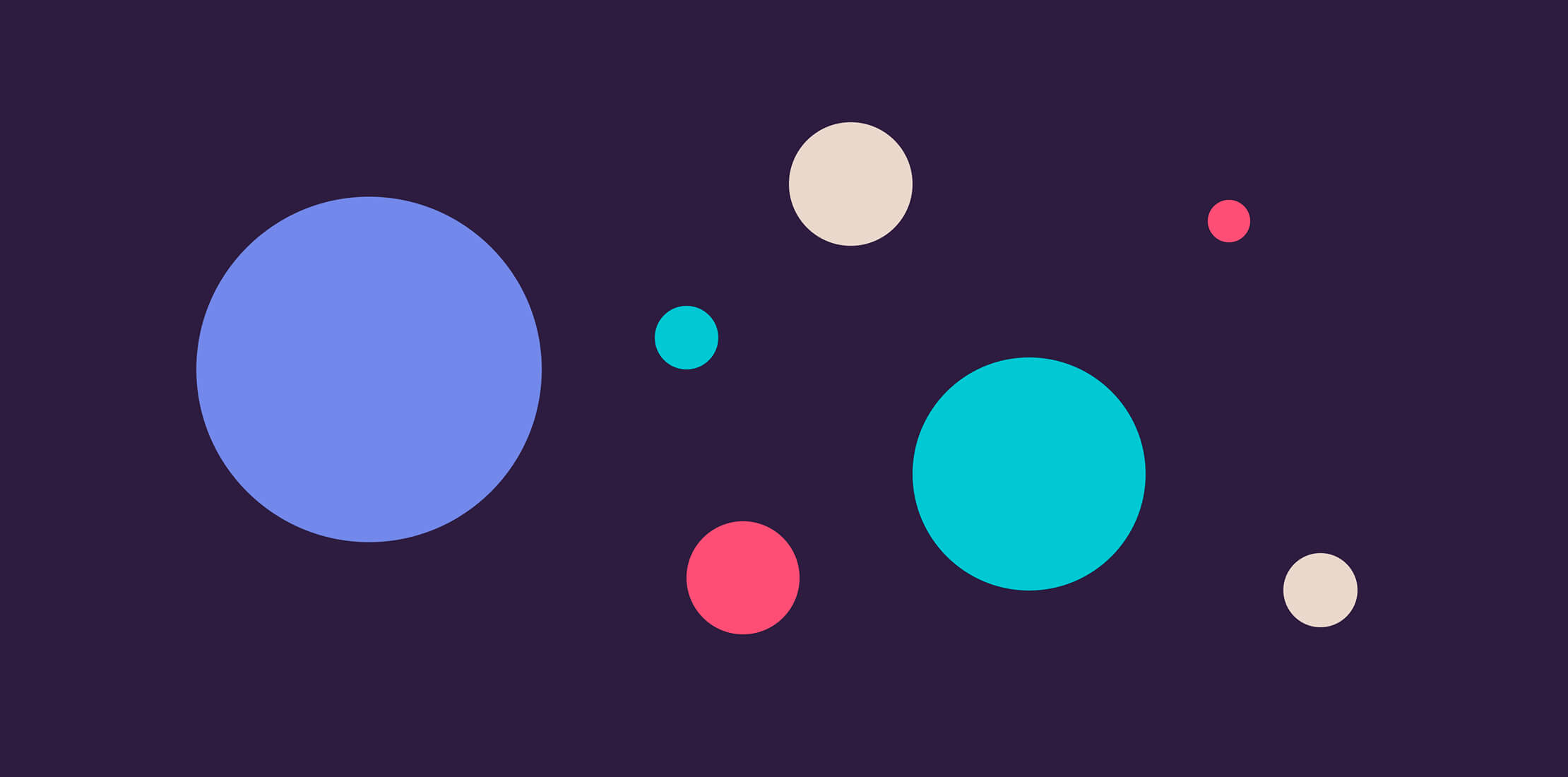 Circles of varying sizes and colours scattered on dark purple background