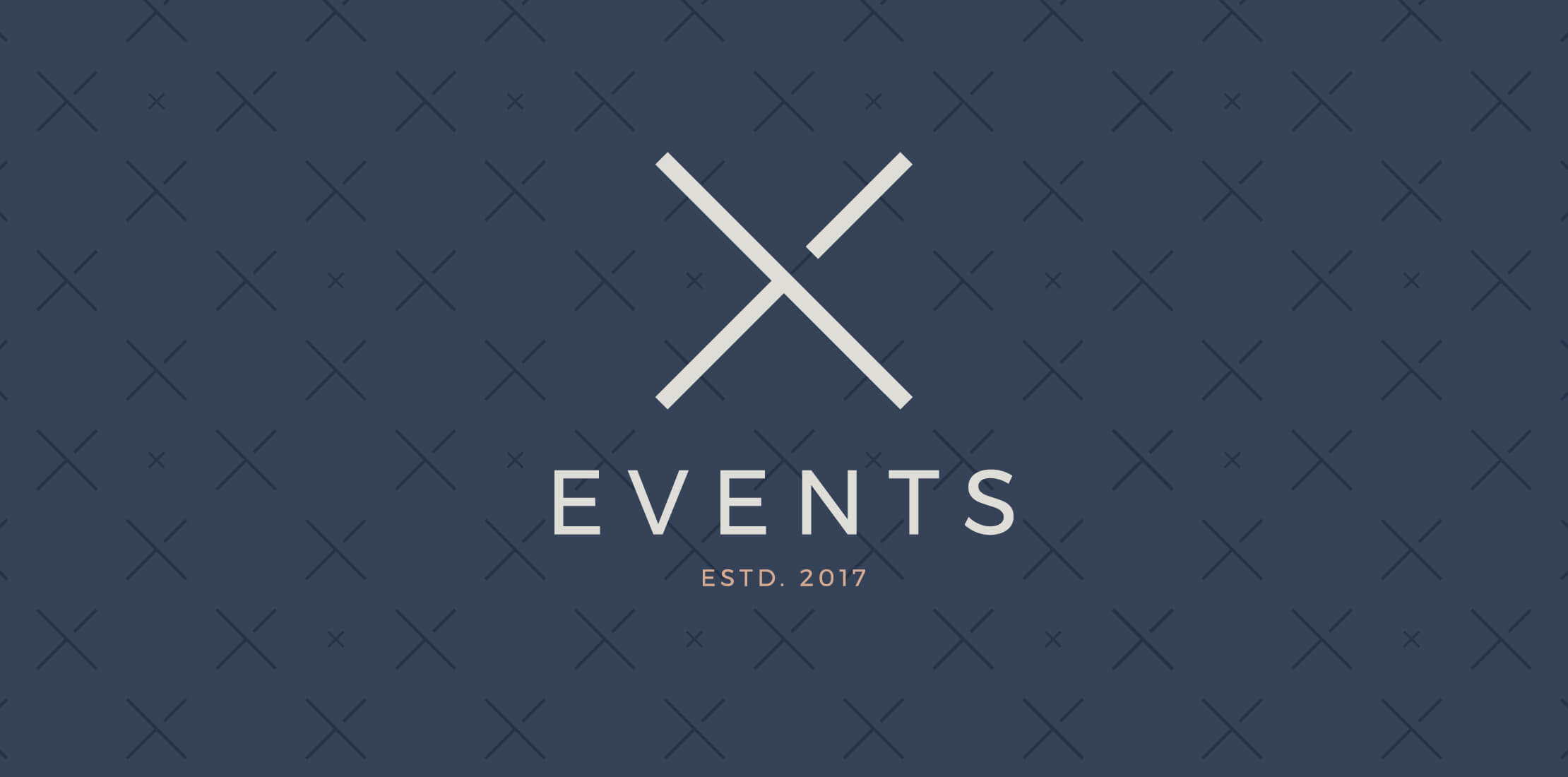 X Events primary logo, in grey and pink, on a dark blue pattern background